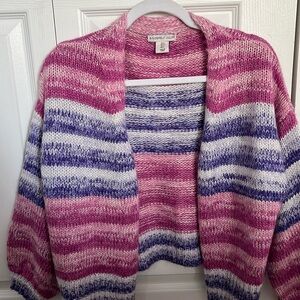 Pink & Purple Cardigan with Balloon Sleeves